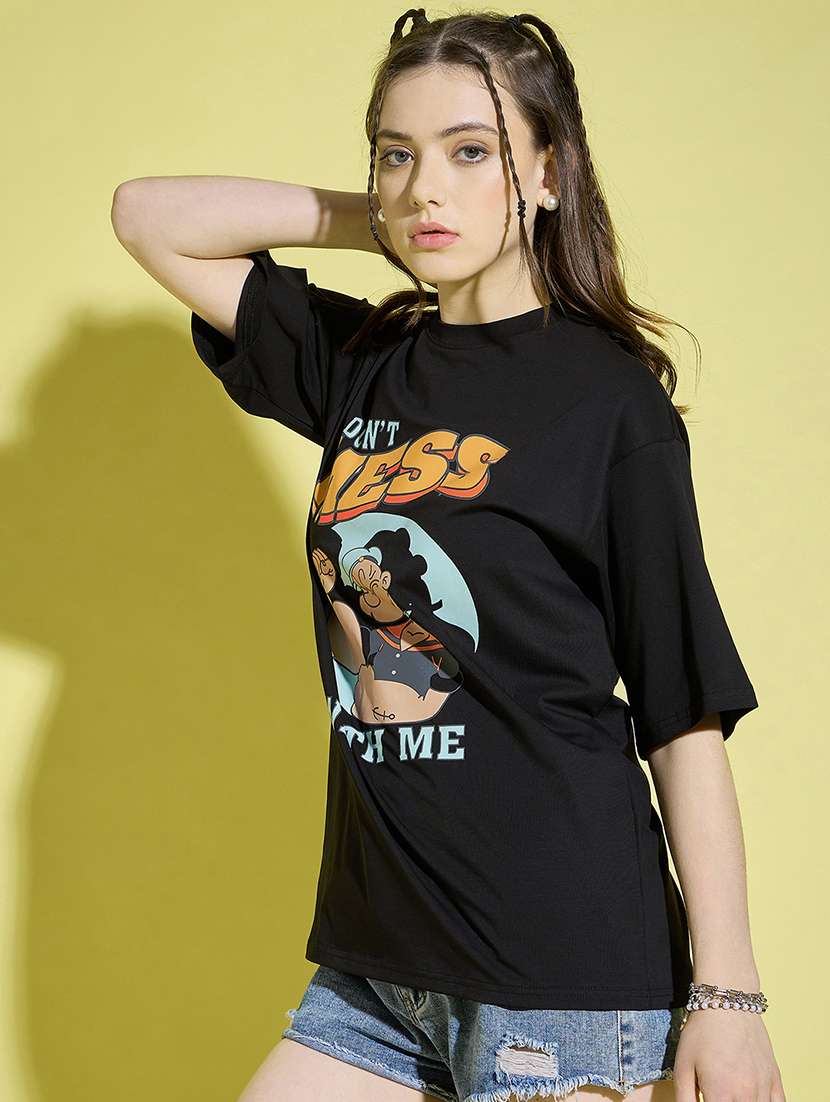 women round neck graphic oversized t-shirt - 21229035 -  Standard Image - 1