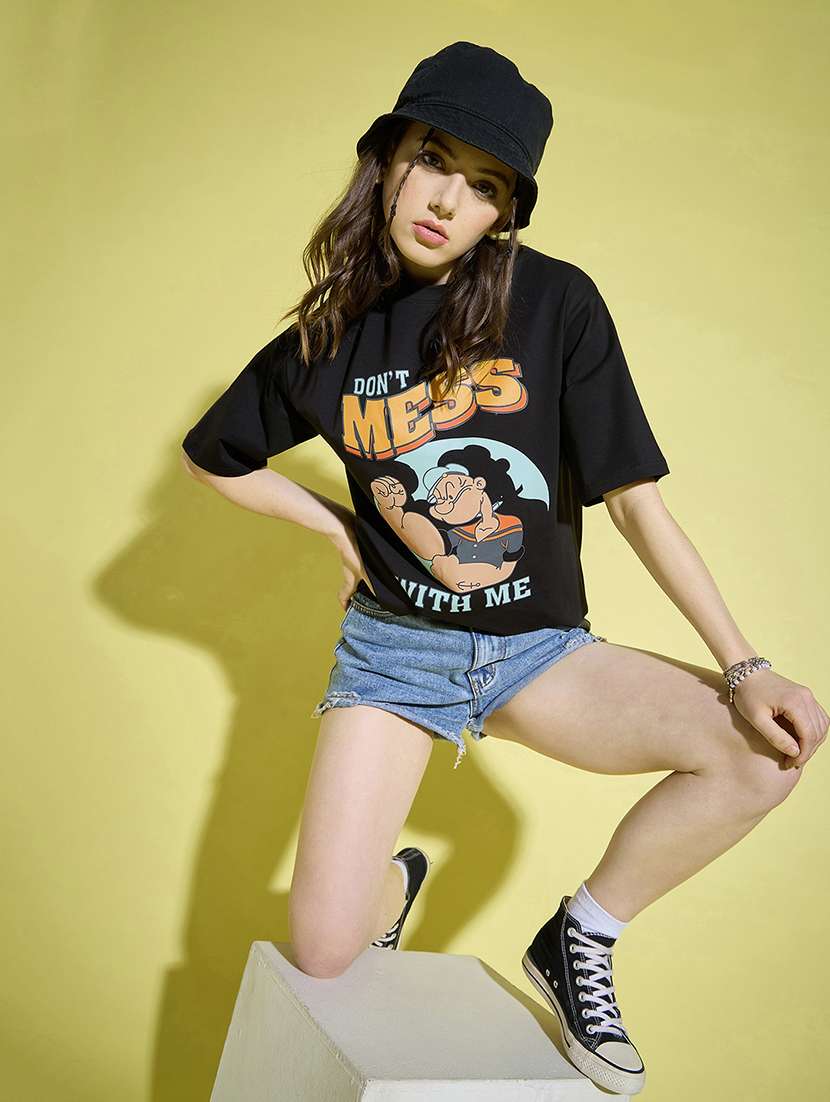 women round neck graphic oversized t-shirt - 21229035 -  Standard Image - 4