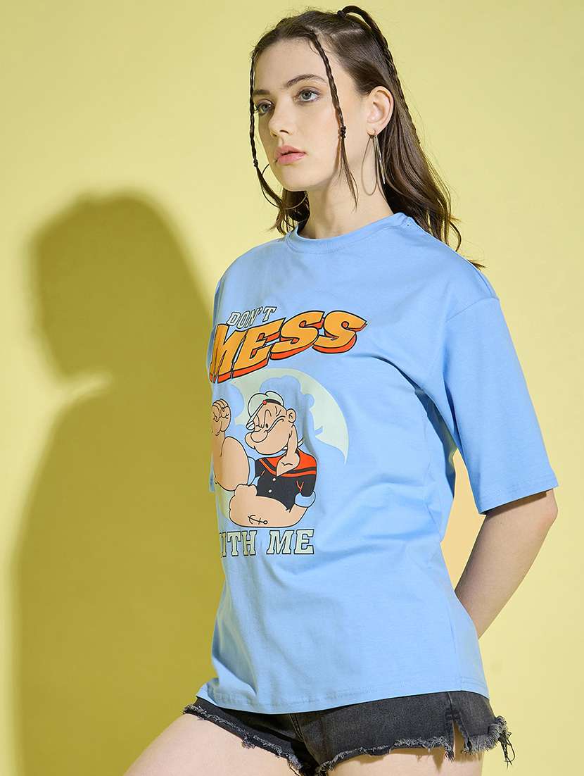 women round neck graphic oversized t-shirt - 21229036 -  Standard Image - 1