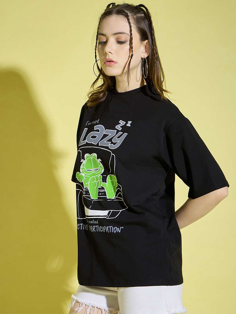 women round neck graphic oversized t-shirt - 21229044 -  Standard Image - 1