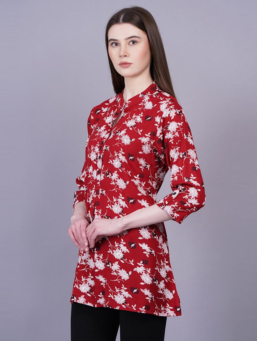 maroon rayon regular kurti - 21229105 - Standard Image - 1