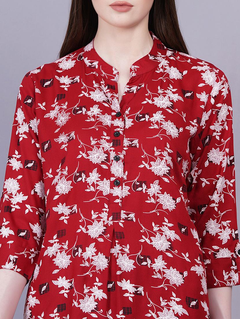 maroon rayon regular kurti - 21229105 - Standard Image - 4