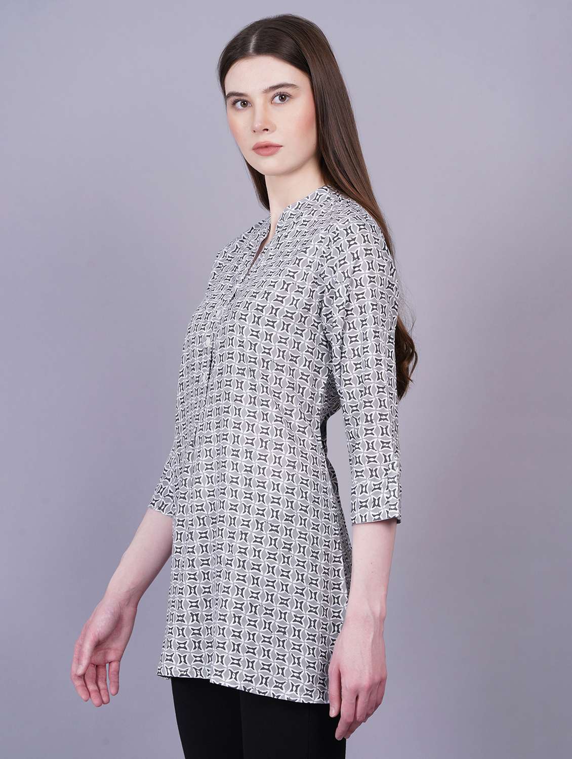 women printed three quarter sleeves kurti - 21229133 -  Standard Image - 1