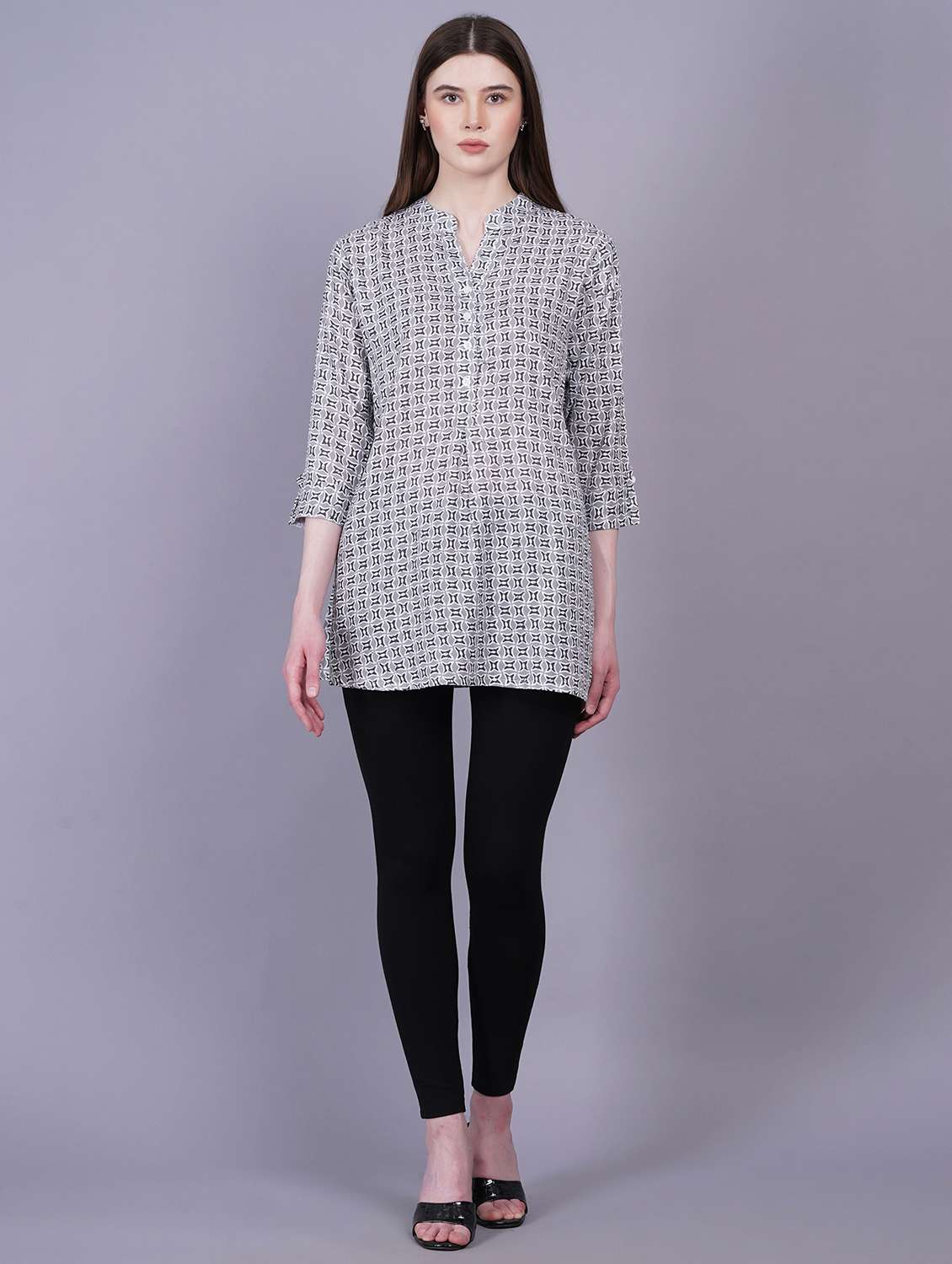 women printed three quarter sleeves kurti - 21229133 -  Standard Image - 4