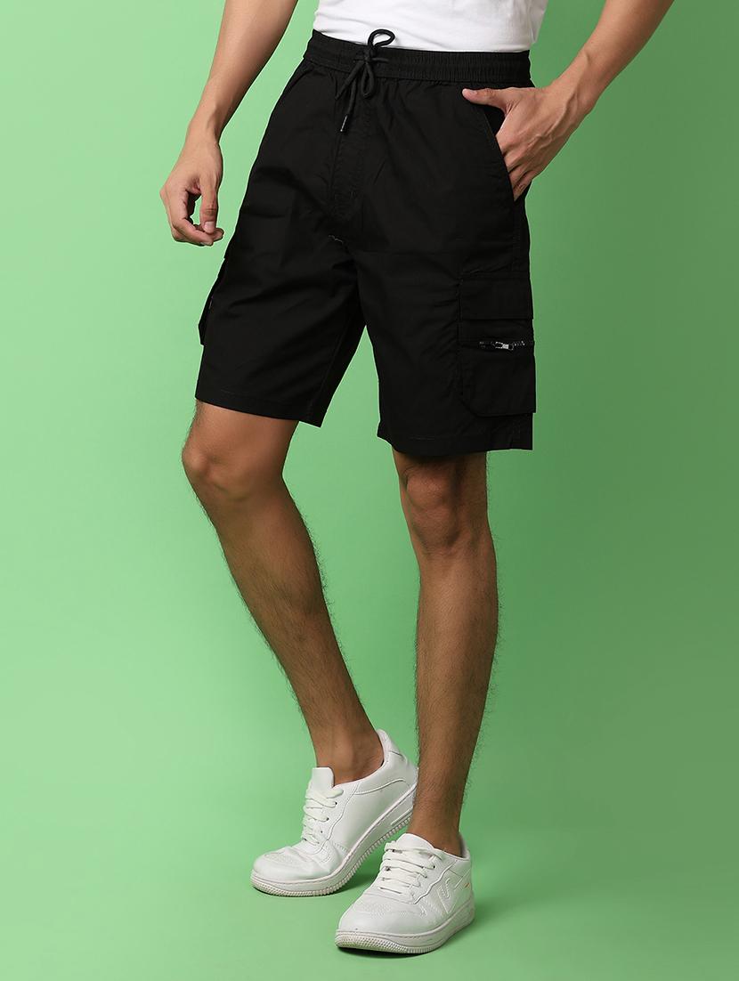 men mid rise solid cargo shorts - 21230240 -  Standard Image - 1