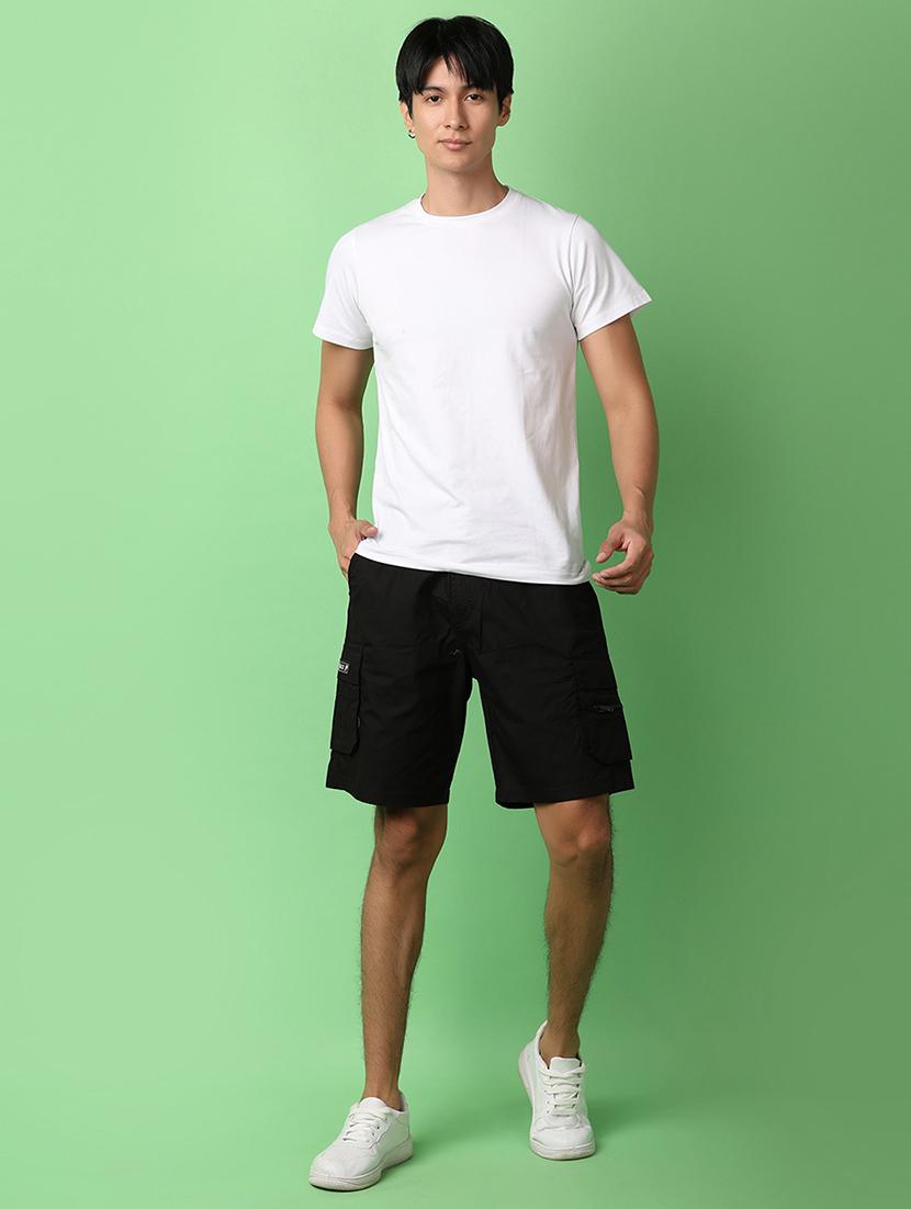 men mid rise solid cargo shorts - 21230240 - Standard Image - 4