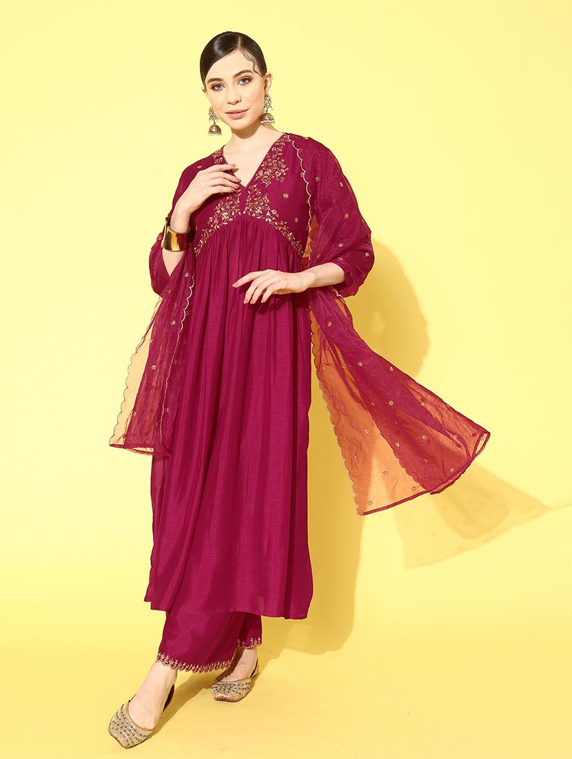 women kurta palazzo set wit dupatta