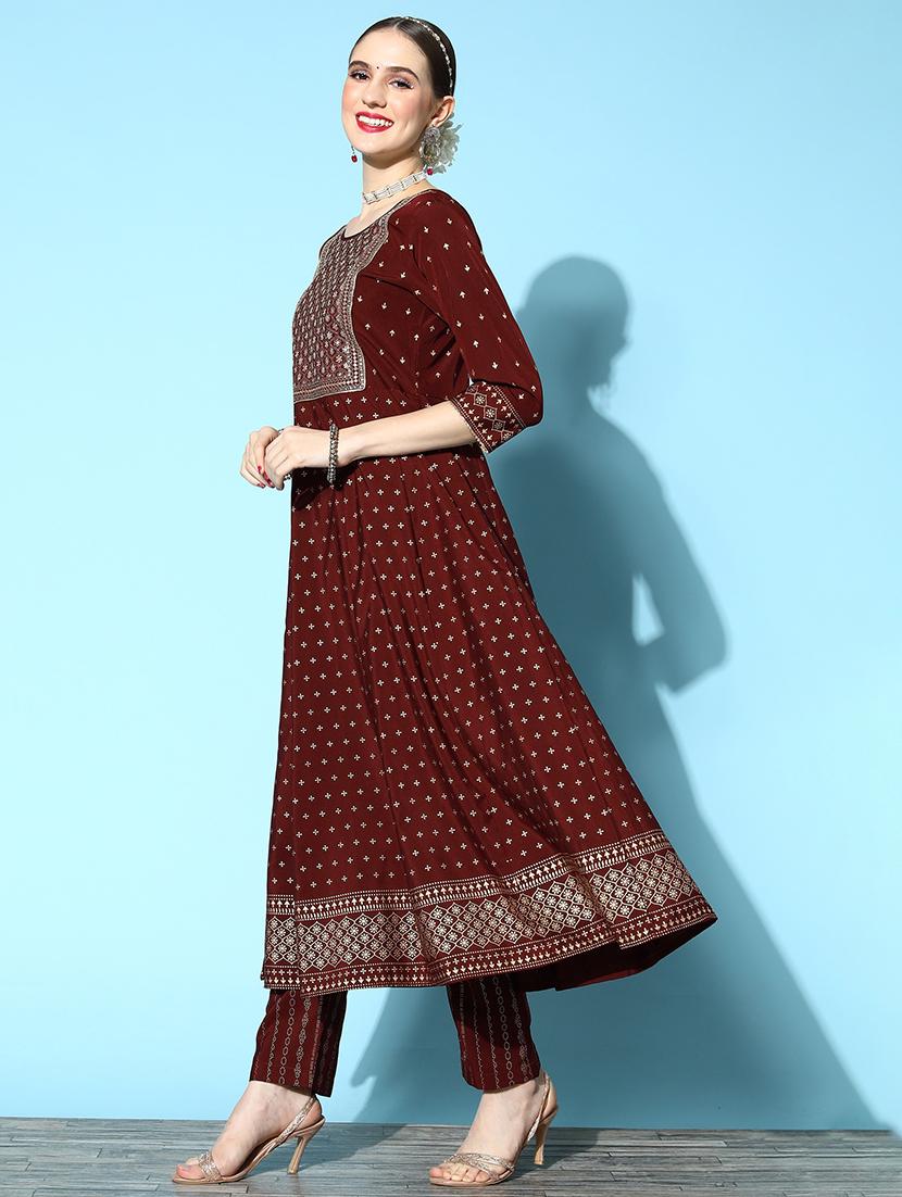 women round neck kurta pant set - 21230561 - Standard Image - 1