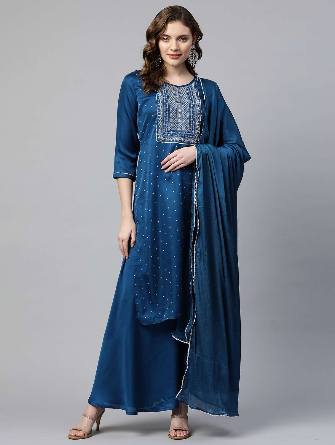 women kurta palazzo set wit dupatta