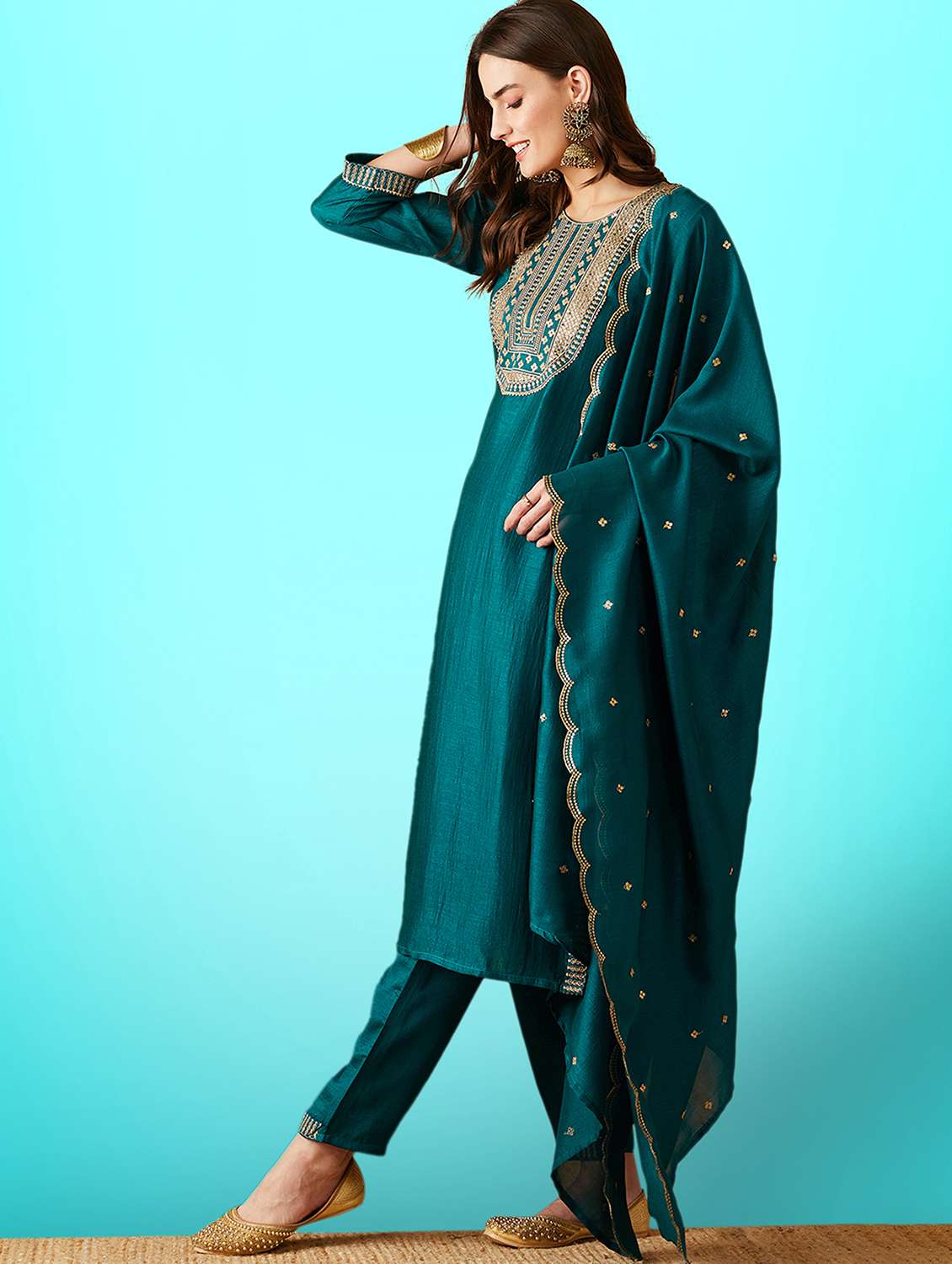 women kurta pant set with dupatta - 21230709 - Standard Image - 1
