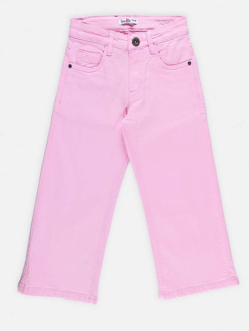 girls pink denim plain jean
