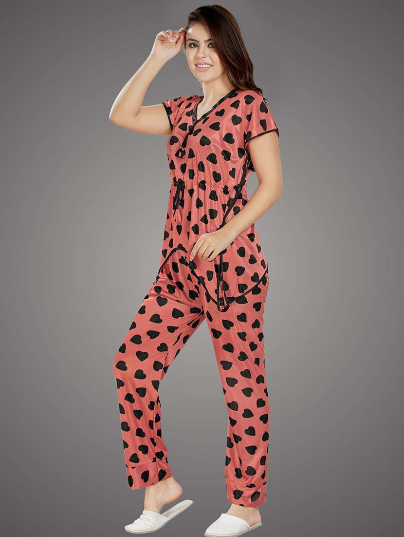 women printed pyjama nightwear set - 21231308 -  Standard Image - 1