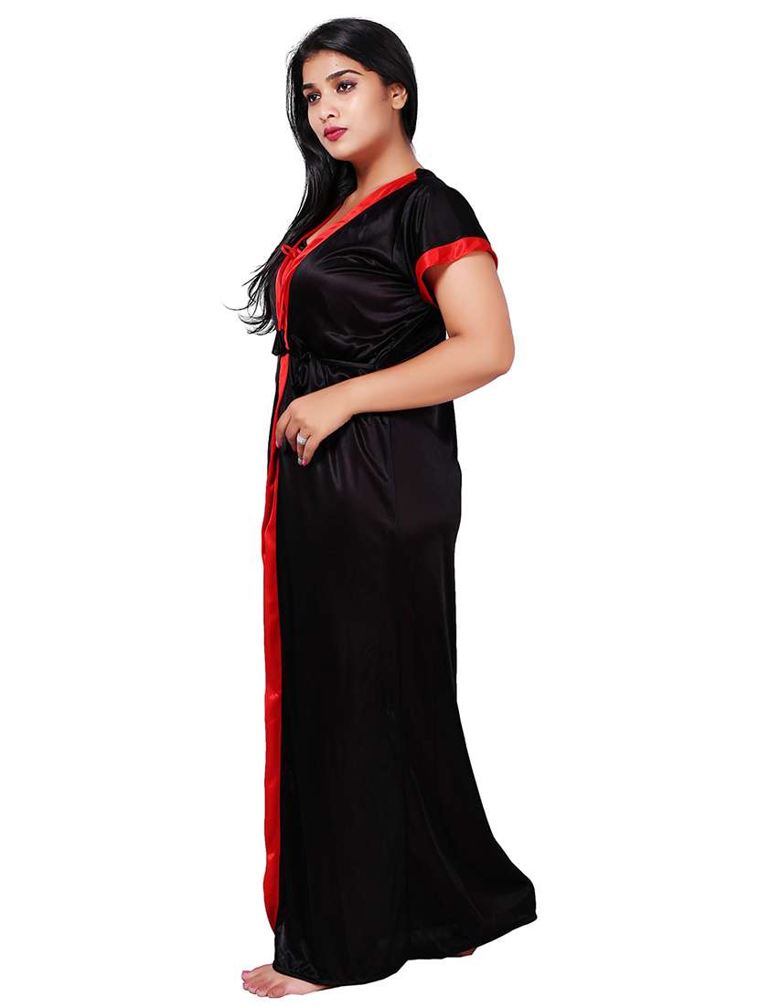 black satin nighty sleepshirts & - 21231367 -  Standard Image - 4