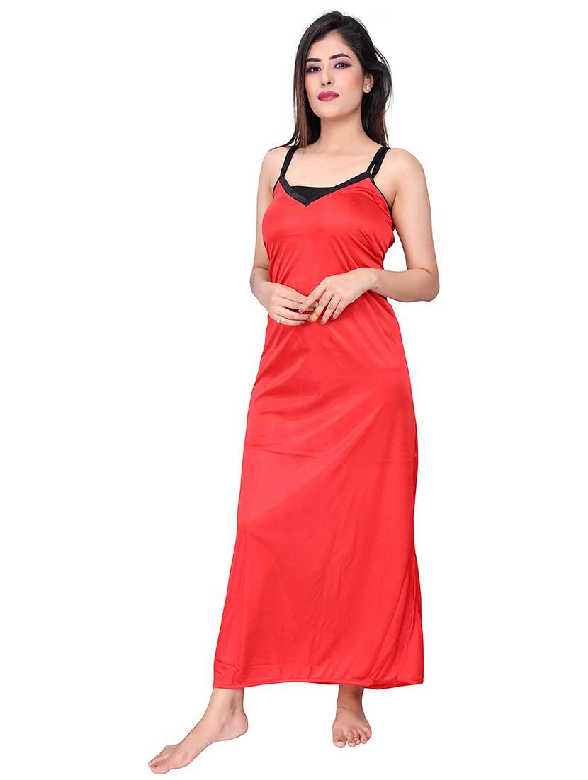 women solid satin nighty with robe  - 21231413 -  Standard Image - 1