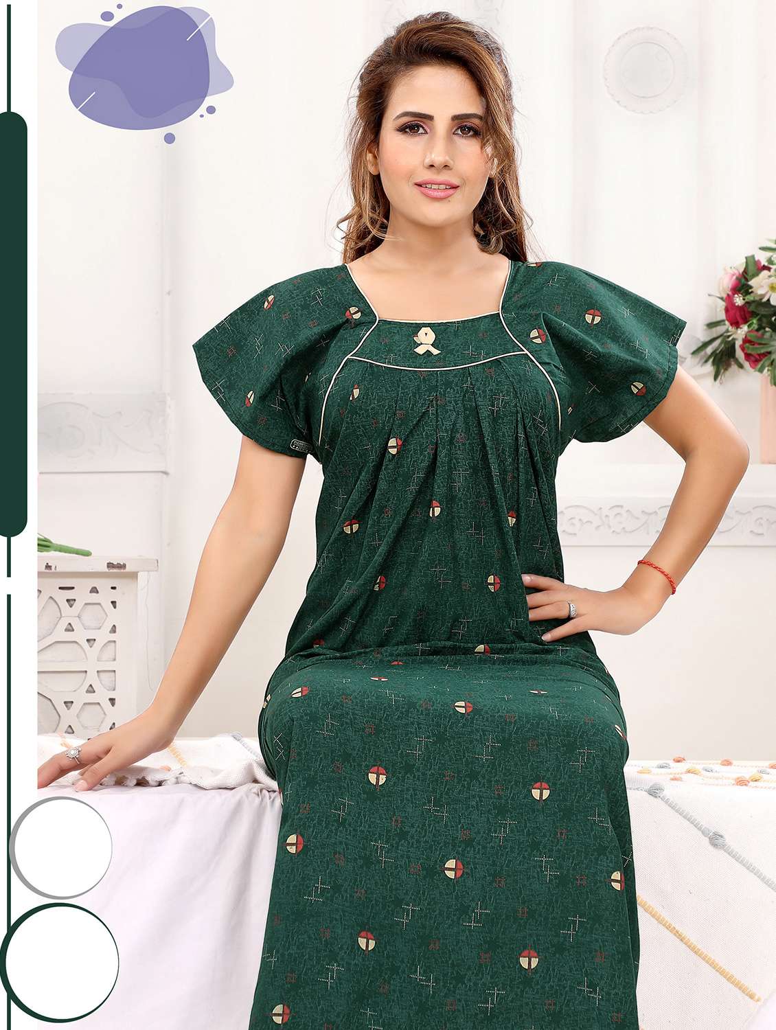 women printed cotton nighty - 21231654 - Standard Image - 4