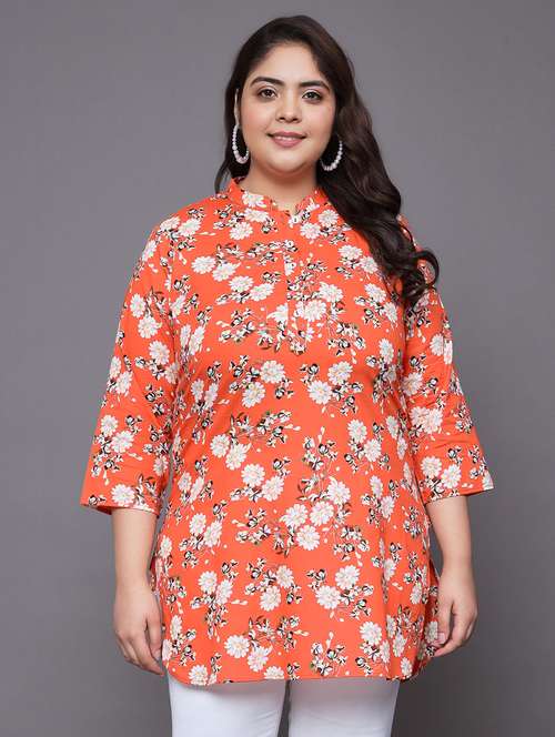 women three quarter sleeve straight kurti - 21231816 - Standard Image - 0