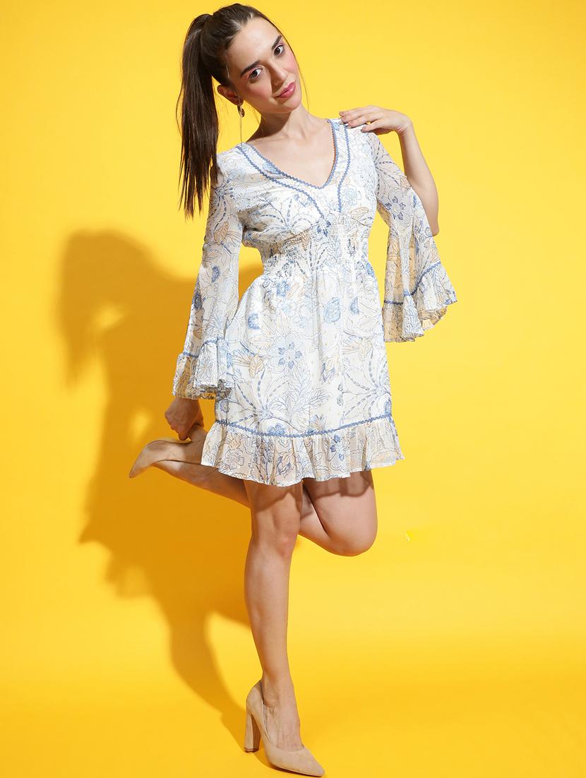 white polyester fit & flare dress - 21231885 - Standard Image - 4
