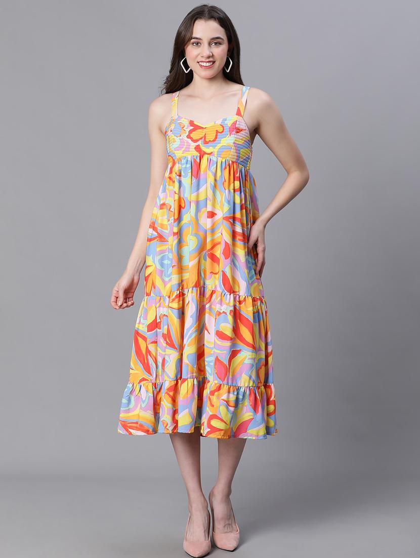 multi colored polyester a-line dress - 21231895 - Standard Image - 1
