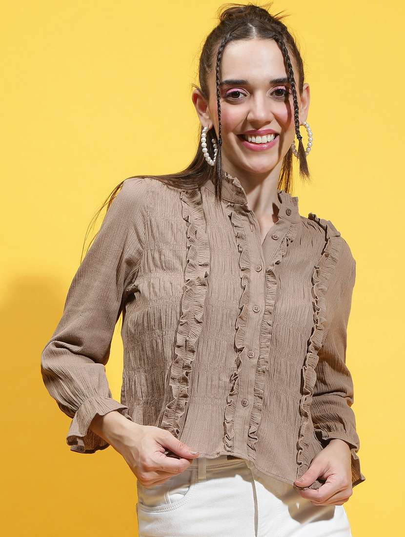 brown cotton regular shirt - 21231903 - Zoom Image - 0