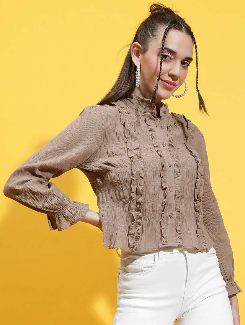 brown cotton regular shirt - 21231903 - Standard Image - 1