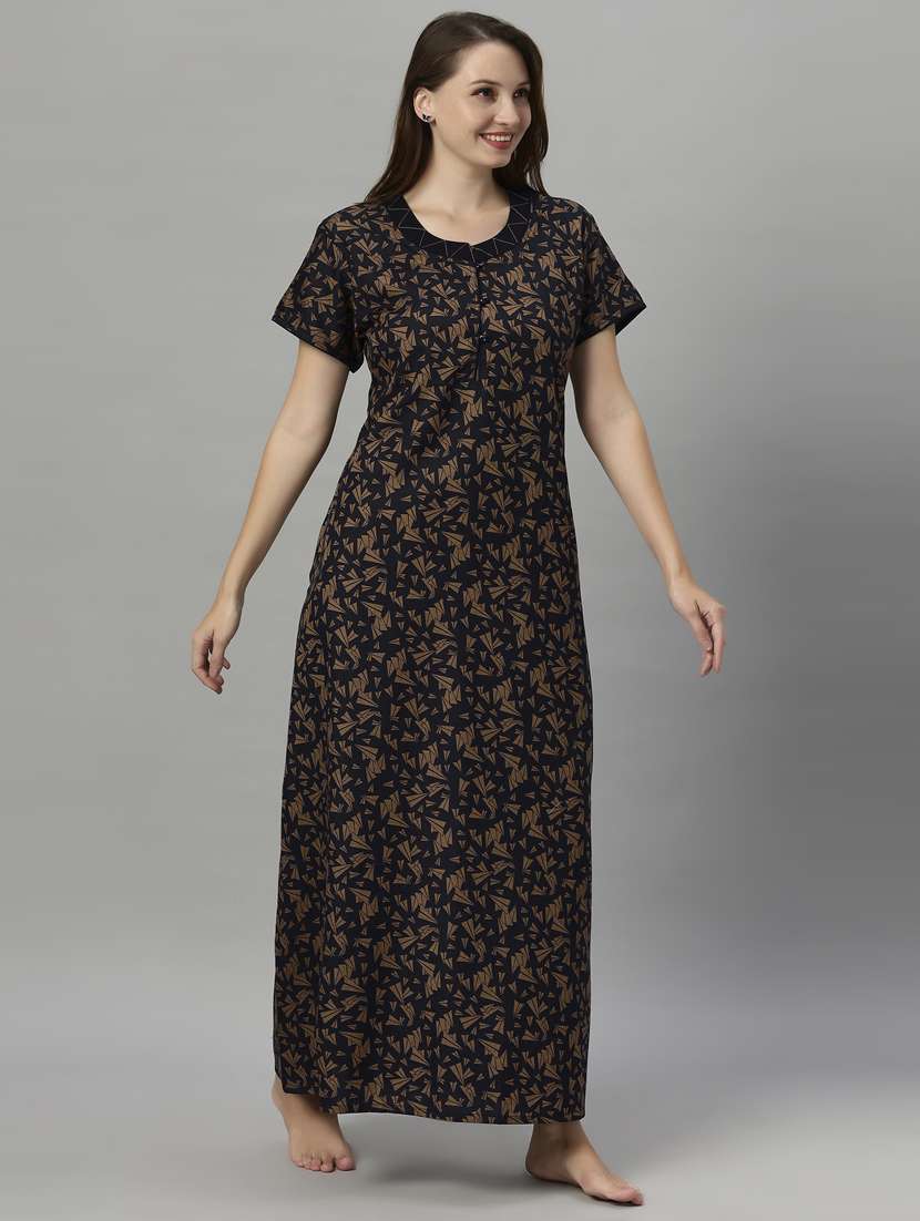 women printed round neck nighty - 21231937 -  Standard Image - 1