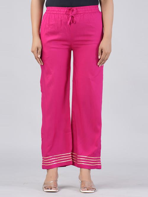 women straight fit stripes palazzo - 21231956 -  Standard Image - 0