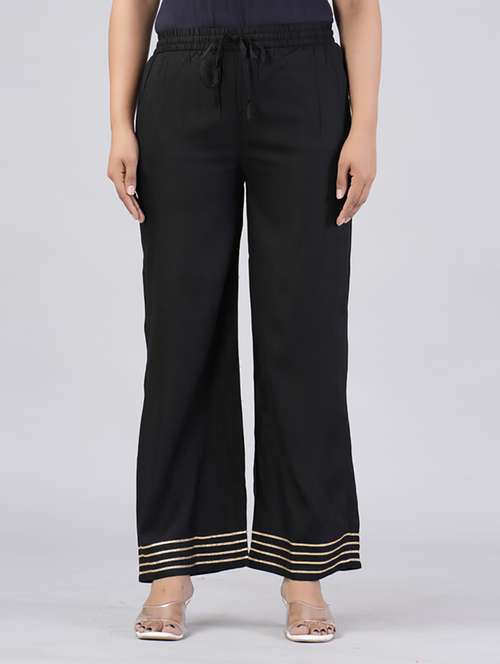 women straight fit stripes palazzo - 21231957 - Standard Image - 0