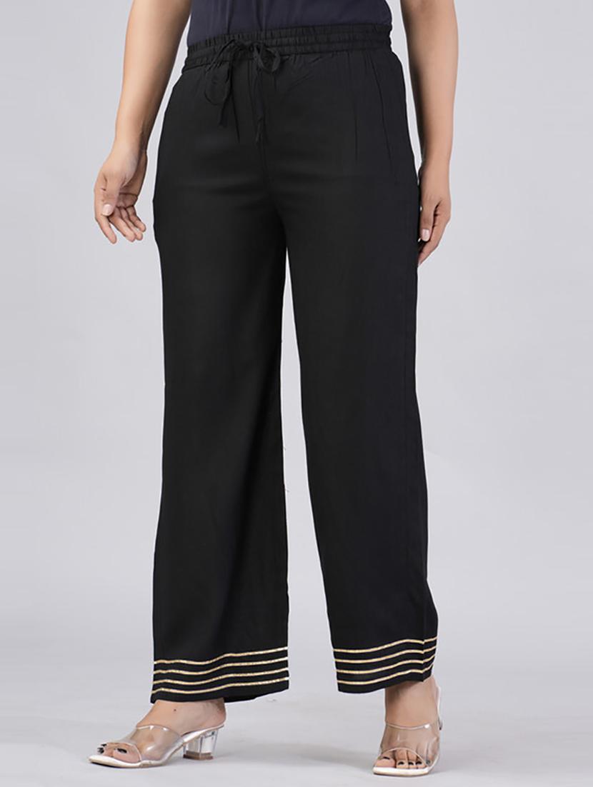 women straight fit stripes palazzo - 21231957 - Standard Image - 1