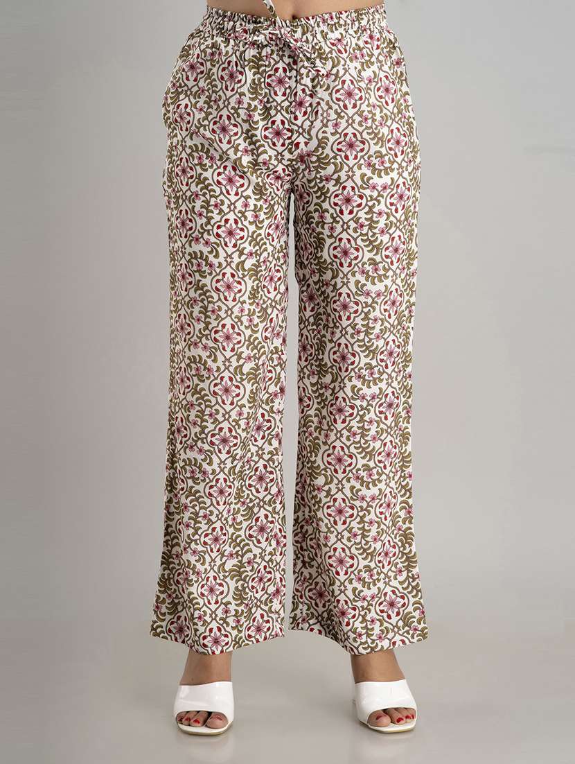 women straight fit printed palazzo