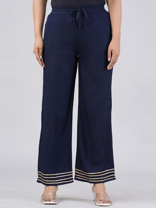 women straight fit stripes palazzo - 21231987 - Standard Image - 0