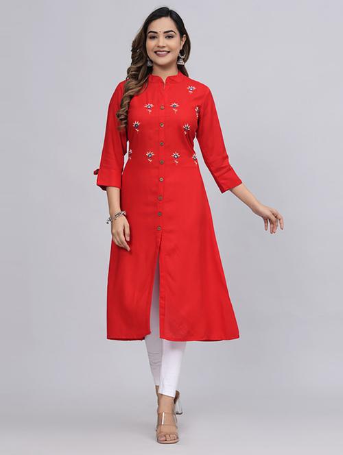 women three quarter sleeve printed straight kurta - 21232018 - Standard Image - 0