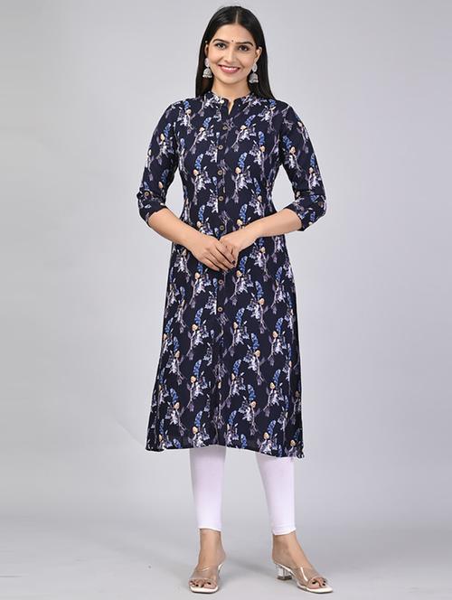 women three quarter sleeve printed straight kurta - 21232037 - Standard Image - 0