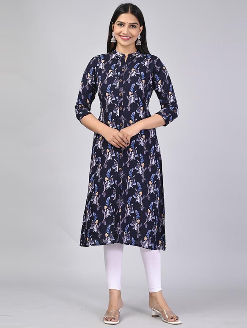 women three quarter sleeve printed straight kurta - 21232037 - Zoom Image - 0