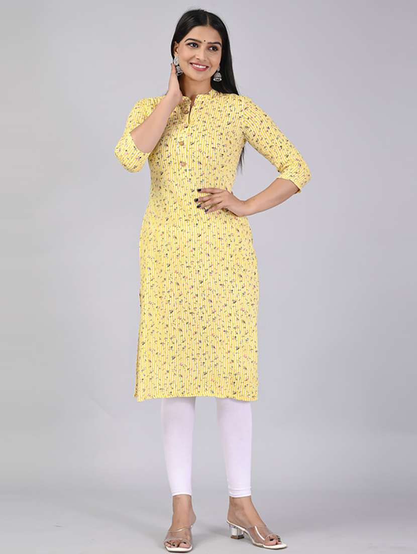 women three quarter sleeve printed straight kurta