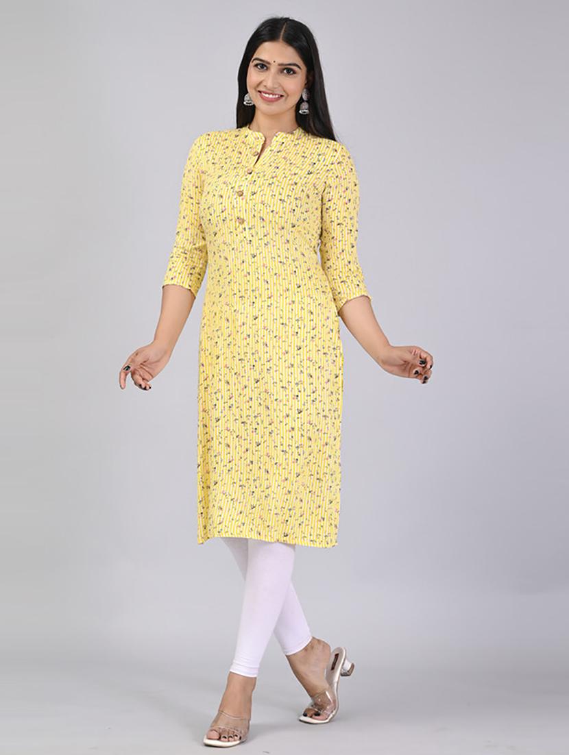women three quarter sleeve printed straight kurta - 21232052 - Standard Image - 1