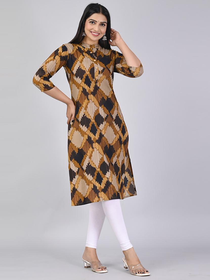women three quarter sleeve straight kurta - 21232060 -  Standard Image - 1