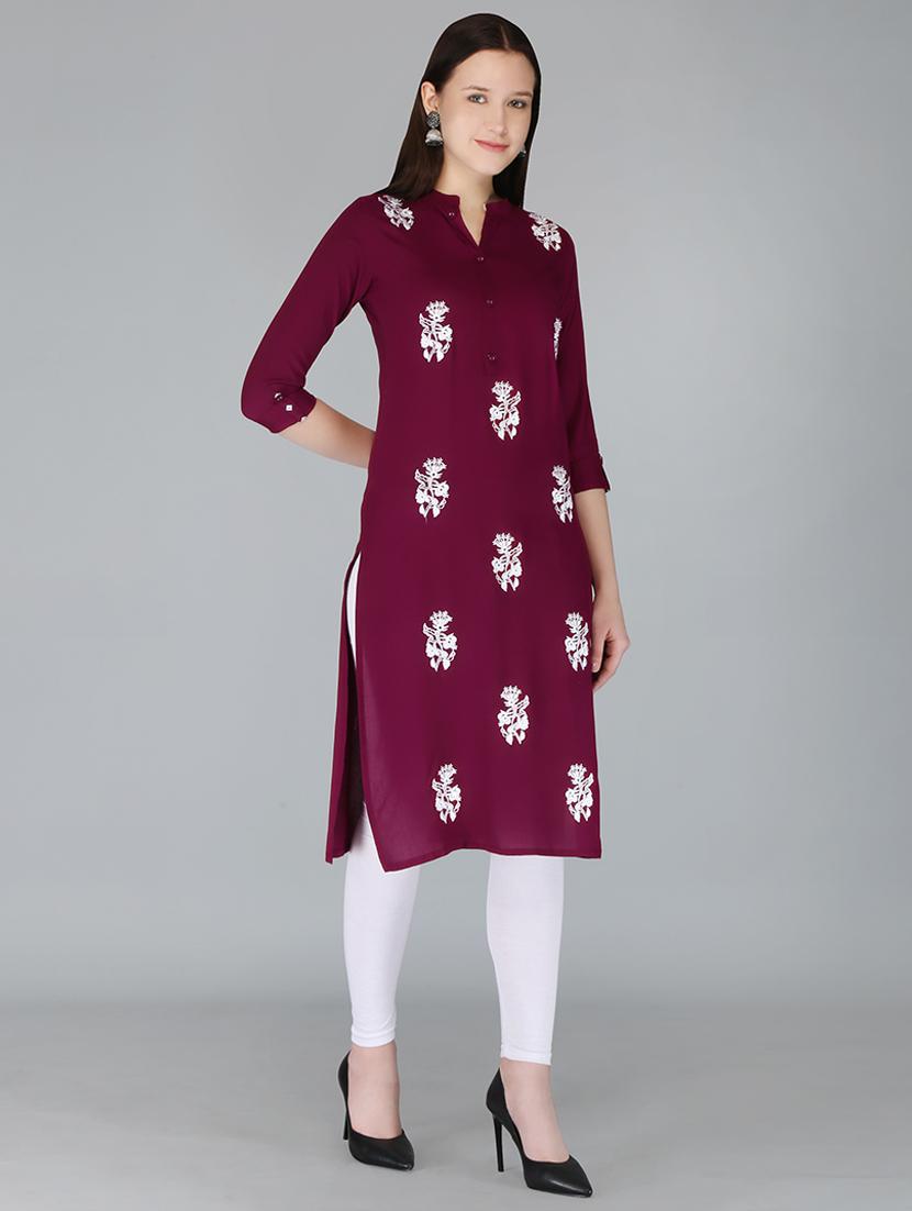 women three quarter sleeve straight kurta - 21232077 - Standard Image - 1