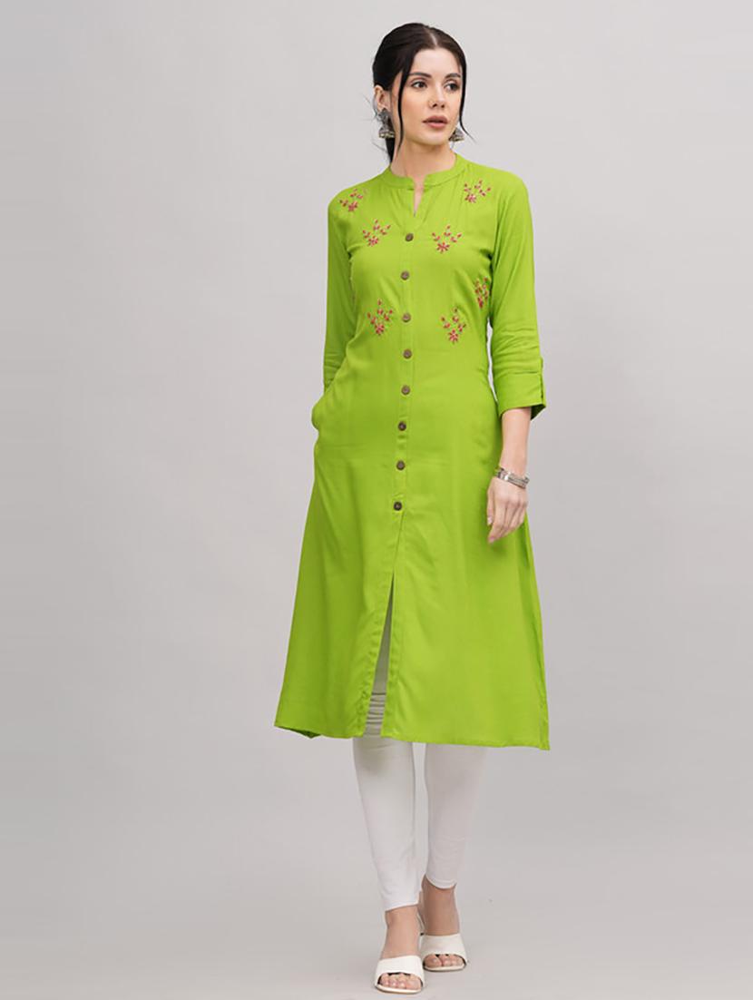 women three quarter sleeve a-line kurta - 21232079 - Standard Image - 1
