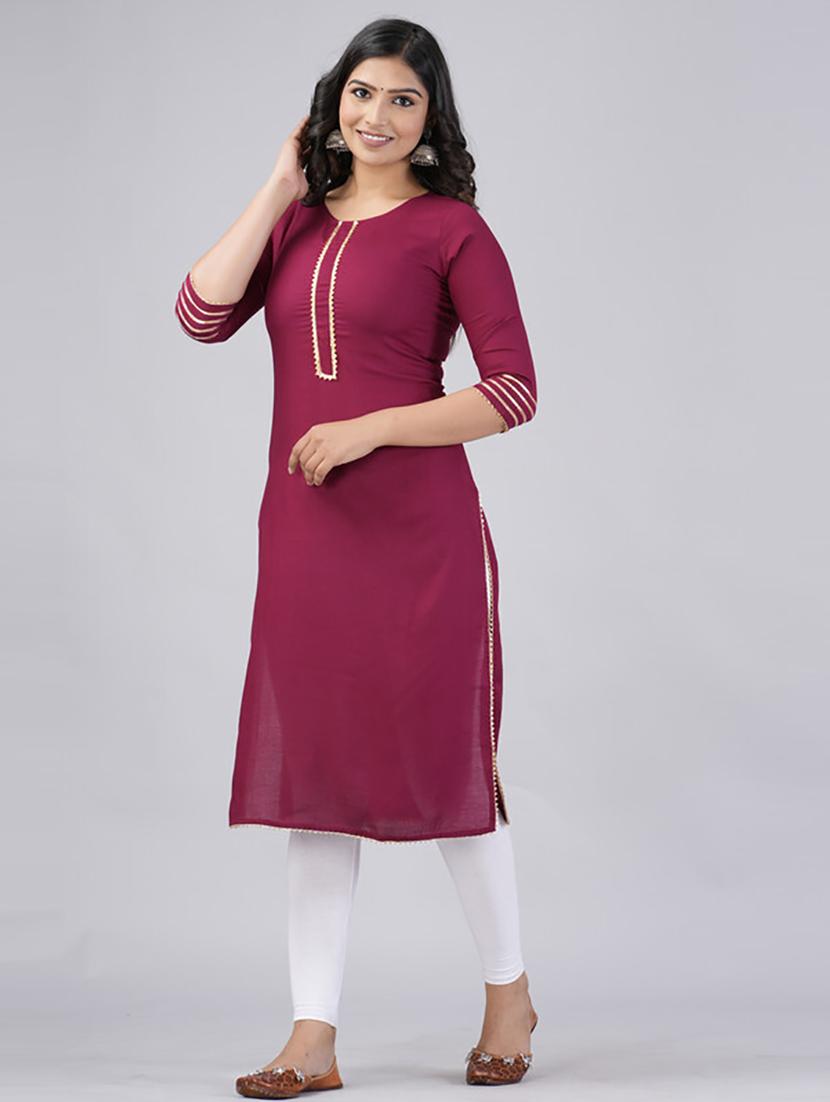 women three quarter sleeve straight kurta - 21232083 - Standard Image - 1