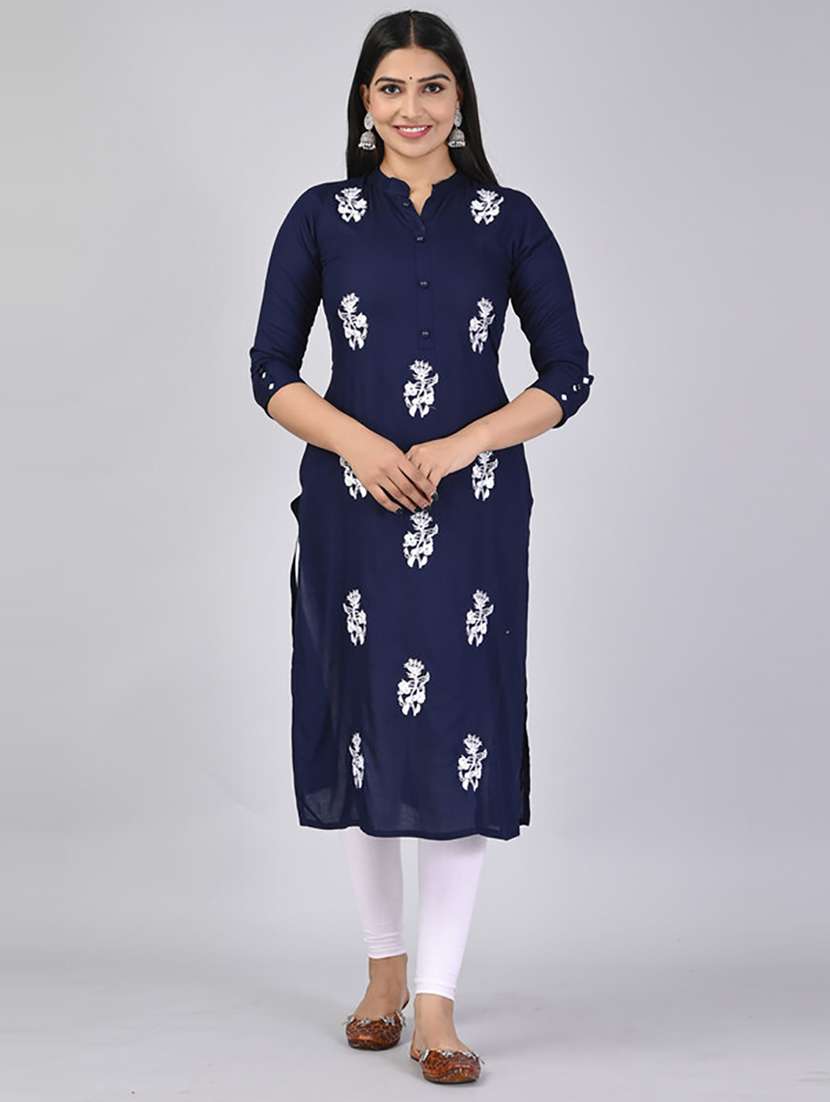women three quarter sleeve straight kurta - 21232086 - Zoom Image - 0
