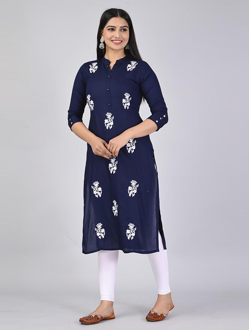 women three quarter sleeve straight kurta - 21232086 -  Standard Image - 1