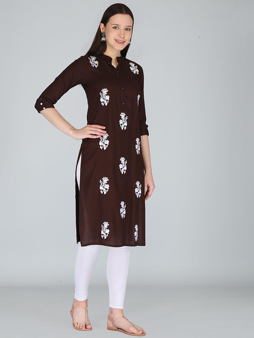 women three quarter sleeve straight kurta - 21232088 - Standard Image - 1