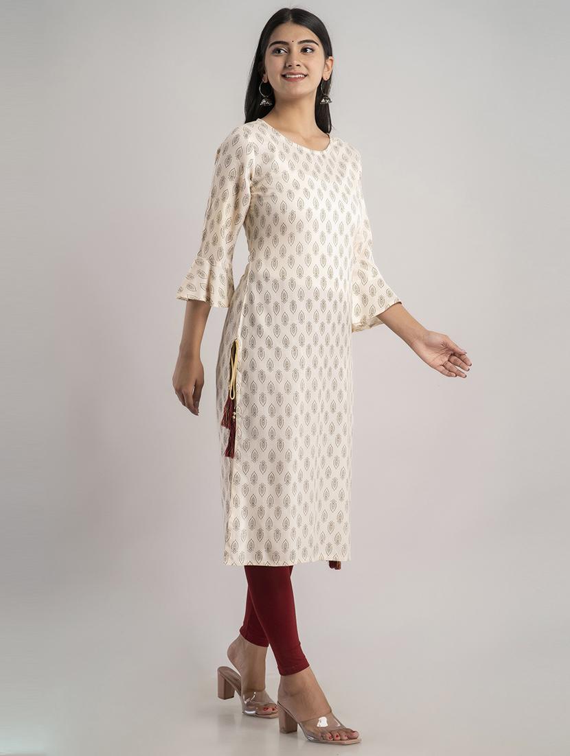 women bell sleeve straight kurta - 21232103 - Standard Image - 1