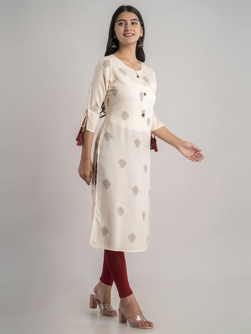 women three quarter sleeve straight kurta - 21232105 -  Standard Image - 1