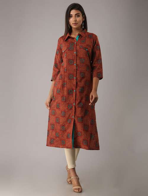 women three quarter sleeve straight kurta - 21232107 - Standard Image - 0