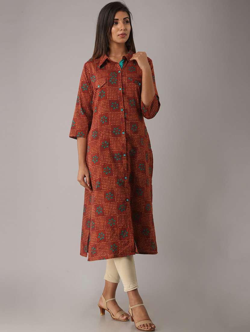 women three quarter sleeve straight kurta - 21232107 -  Standard Image - 1