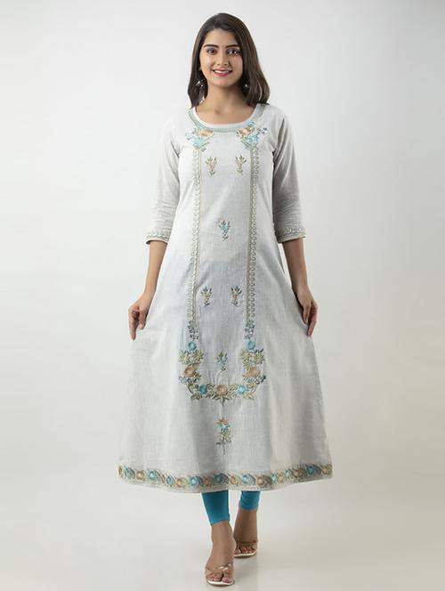 women three quarter sleeve a-line kurta - 21232111 -  Standard Image - 0