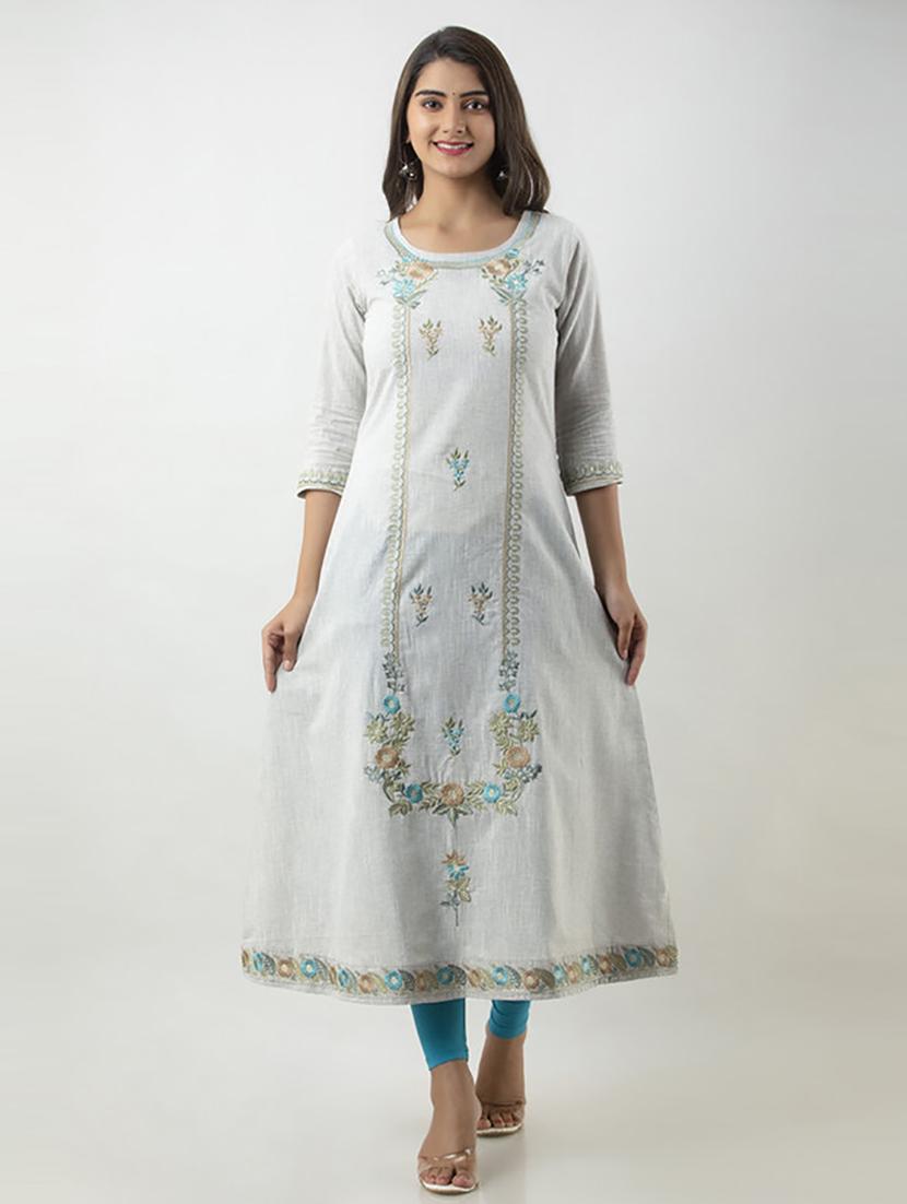 women three quarter sleeve a-line kurta - 21232111 -  Zoom Image - 0