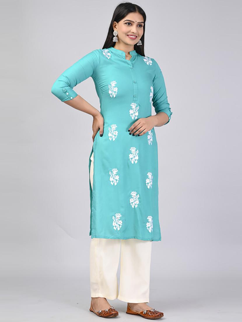 light blue embroidered kurta palazzo set  - 21232144 -  Standard Image - 1