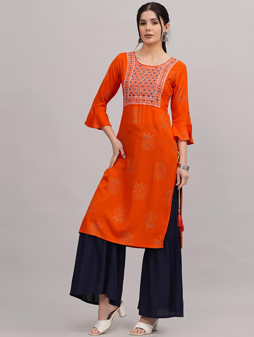women round neck kurta sharara set - 21232162 - Standard Image - 1